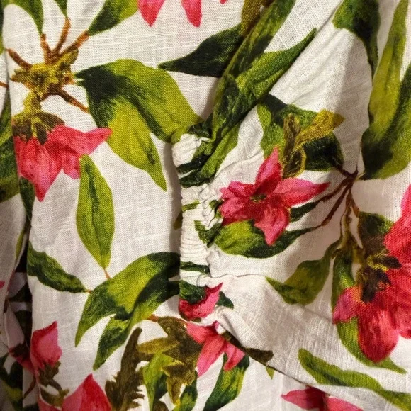 Zara Cottagecore Bold Floral Linen-Blend Button Blouse | Size M - Picture 4 of 6